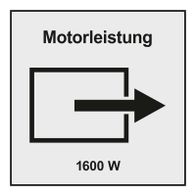 Motorleistung des Scheppach Sprühsaugers CUC20-BE: 1600 Watt. Der Motor ist in der Mitte des Geräts positioniert und mit einem Pfeil markiert.