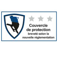 Protection cover according to new regulations. Patented protection cover for the rocking log saw HS550 by Scheppach. The cover protects against injuries and meets the latest safety standards.