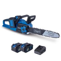 Scheppach ProCut System: Akku-Kettensäge mit 2 Akkus und Ladegerät. 20V System, 36V Gesamtleistung.
