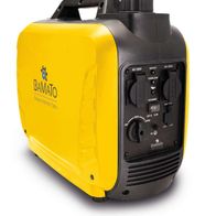 Inverter Stromerzeuger BGE-2000I von Bamato, Ansicht von der Seite mit Bedienelementenlementen und Anschlüssen.