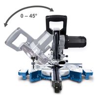 Mitre-Zugsäge mit verstellbarem Winkel von 0 bis 45° für präzise Schnitte