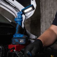 Scheppach Akku-Arbeitsleuchte mit Halterung für Motorrad oder Fahrzeug, inkl. Akku und LED-Licht