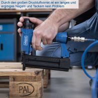 Scheppach-Kompressor mit großem Druckluftvorrat für effizientes Nageln und Tackern