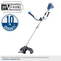 Akku-Freischneider mit 10-Jahres-Garantie, 20-V-Batterieplattform, Schultergurtbefestigung, inkl. Online-Registrierung für Garantie