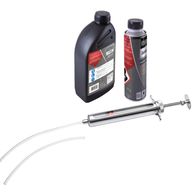 Scheppach Wartungs-Set mit Ölkanüle, Ölflasche und Reinigungsmittel für Rasenmäher