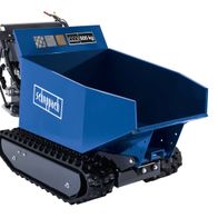 Kettendumper DP5000 Scheppach - 5,6 PS | Traglast 500 kg | Kettenantrieb | Hydraulik-Kippbehälter. Ansicht von der Seite.