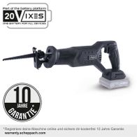 Scheppach Akku-Säbelsäge mit 20VX-Batterieplattform, 10 Jahre Garantie, inkl.Observerungslink für kostenlose Registrierung und Garantieüberprüfung