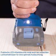 Die Akku-Schlagbohrmaschine BC-CD60-X Scheppach verfügt über eine praktische LED-Arbeitsleuchte, die auch bei schlechten Lichtverhältnissen für eine optimale Ausleuchtung sorgt.