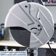 Komplett geschlossener Sägeblattschutz für mehr Sicherheit. Ideal für präzises Schneiden von Metall.