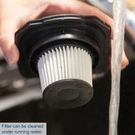 The filter of the cordless hand-held vacuum cleaner C-HVC150-X by Scheppach can be cleaned under running water.