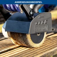Scheppach-Werkzeug mit integriertem Sicherheitshalter für Handwerkzeuge, dargestellt beim Einsatz auf Holz