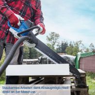 Elektro-Universalsäge mit direkt angeschlossener Staubsauglösung für staubarmes Arbeiten