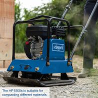 Scheppach HP1800S vibrating plate compactor with base plate and frame for material compacting