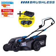 Scheppach Akku-Rasenmäher mit Brushless-Motor und Batterie-Set (2x 4,0 Ah) für effizientes Mähen