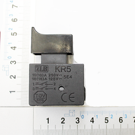 Schalter Ein/Aus 250V 10A KR-5, Ansicht von oben. Der Schalter liegt auf einem Lineal mit Zentimeter- und Millimeterskala.