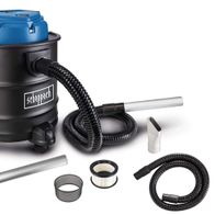 Scheppach Aschesauger mit Zubehör, inklusive Schlauch, Filter und Rohr. Der Aschesauger ist von vorne zu sehen.