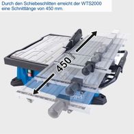 Scheppach Fliesenschneider mit Schiebeschlitten, Schnittlänge 450 mm, Anzeige für Messung