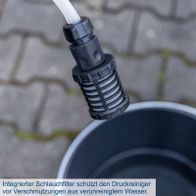 Integrierter Schlauchfilter schützt Druckreiniger vor Verschmutzungen durch verunreinigtes Wasser