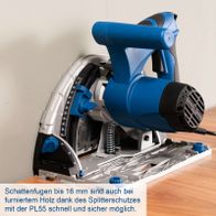 Scheppach Tauchsäge PL55 mit Splitterschutz für bis zu 16 mm Schattenfugen bei Furnierholz