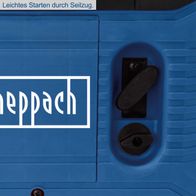 Leichter Start durch Seilzug. Der Scheppach Inverter SG1600i Benzin Stromerzeuger bietet 1000W Leistung und verfügt über eine 230V Steckdose.