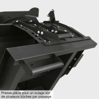 Wippsäge mit Pressstück für präzises Sägen mehrerer Scheite auf einmal. Ideal für effizientes Holzspalten.