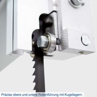 Präzise obere und untere Rollenführung mit Kugellagern. Die Bandsäge HBS400 bietet eine stabile und präzise Führung des Sägebands für saubere Schnitte.