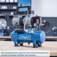 Doppelzylinder-Kompressor mit hoher Ansaugleistung und schnellem Auffüllen des Kessels