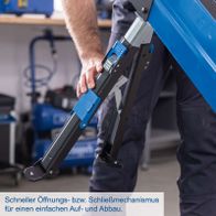 Schnellöffnungsmechanismus für einfache Auf- und Abbau von Werkbänken