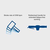 The Scheppach Aero² Spade has a stroke rate of 2100 bpm and a rubberised handle for fatigue-free working.