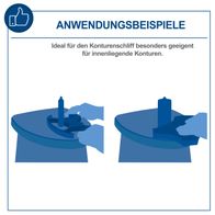 Der Oszillierende Spindelschleifer OSM100 von Scheppach eignet sich ideal für den Konturenschliff, besonders für innenliegende Konturen.