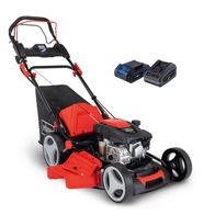 Der Scheppach Rasenmäher MS173-51E mit 4.5PS und 510mm Schnittbreite. Inklusive zwei Akkus und Ladegerät. Robuste Bauweise mit großen Rädern für einfache Handgriff für einfachen Transport. Ideal für effizientes Mähen von Rasenflächen.