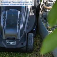 Der Akku-Rasenmäher BC-MP320-X von Scheppach von Scheppach verfügt über einen beidseitigen Rasenkanteneinzug für sauberes Mähen auch in Randnähe.