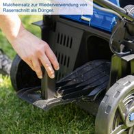 Mulchfunktion für Rasenschnitt als Dünger auf Scheppach-Akku-Rasenmäher