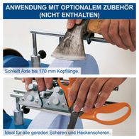 Schleifsystem für Feile mit max. 170 mm Kopfhöhe; optionalem Zubehör für präzise Bearbeitung