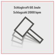 Abbruchhammer AB1900 Herkules: Schlagkraft 60 Joule, Schlagzahl 2000 bpm.