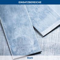 Stahlbleche mit Beschriftung 'Einsatzbereiche' für industrielle Anwendungen