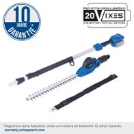 Akku-Teleskop-Heckenschere mit 10-Jahres-Garantie, 20V-Batterie-System, inkl. Akku und Ladegerät