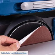 Der Schleifteller mit Klettverschluss ermöglicht einen schnellen und einfachen Wechsel der Schleifmittel. Ideal für verschiedene Schleifaufgaben.