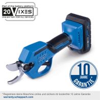 Scheppach Akku-Astschere mit 10-jähriger Garantie, inklusive 20V-Batterie- und Ladegerätspaket