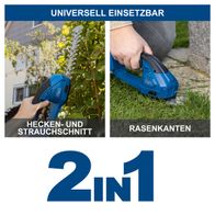 2-in-1-Gras- und Strauchschere mit Akku für präzisen Hecken- und Strauchschnitt sowie Rasenkanten trimmen