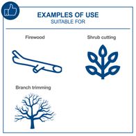 The cordless chainsaw BC-CS355Duo-X by Scheppach is suitable for firewood, shrub cutting, and branch trimming. It has a cutting length of 33.5 cm and a blade length of 35.6 cm. The motor is brushless.