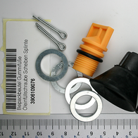 Beipackbeutel-Inhalt: Gummi-Füße, Ölfüllschraube, Scheiben und Splinte für Scheppach-Produkte