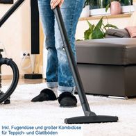 Der Nass- und Trockensauger ASP50-ES Scheppach inkl. Fugendüse und großer Kombidüse für Teppich- und Glattböden.