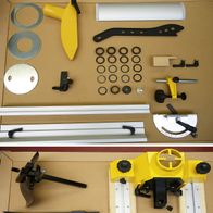 Scheppach-Zubehörset für BC2600 mit verschiedenen Halterungen und Anschlüssen