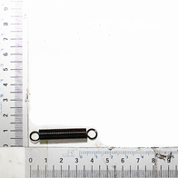 Eine Zugfeder Ø8x44 von Scheppach, dargestellt von der Seite auf einem Lineal als Maßstab.