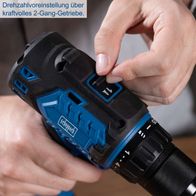 Scheppach Akku-Bohrschrauber mit Drehzahlvorwahl über kraftvolles 2-Gang-Getriebe