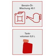 Bildbeschreibung zu Benzin-Öl-Mischung 40:1 und Tankvolumen 0,6 Liter für Scheppach-Hackschere
