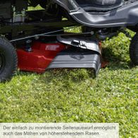 Der Benzin-Aufsitzrasenmäher MR235-61 von Scheppach bietet einen einfach zu montierenden Seitenauswurf, ideal für höherstehendes Gras. Mit 6,0 PS, 61 cm Schnittbreite, 150L Korb, LED-Leuchte, E-Start und 4 Vorwärtsgängen. Inklusive Öl und Abdeckhaube.
