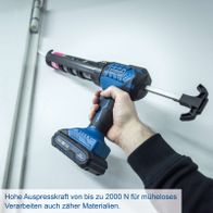Akku-Kartuschenpistole mit hoher Auspresskraft bis 2000 N für präzises Arbeiten