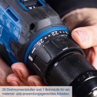 25 Drehmomentstufen und 1 Bohrstufe für präzises Werkzeug für Material- und Anwendungsarbeit